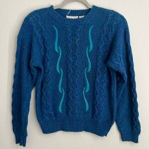 80’s Vintage Weathervane Blue, Purple and Green w/ Shoulder Pads Sweater Size M